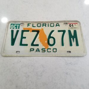 2001 Florida license plate Pasco County state emblem logo